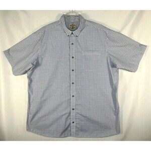 Red Head Brand Size 3XLT Men's 100% Cotton Red Blue Plaid Short Sleeve Pockets